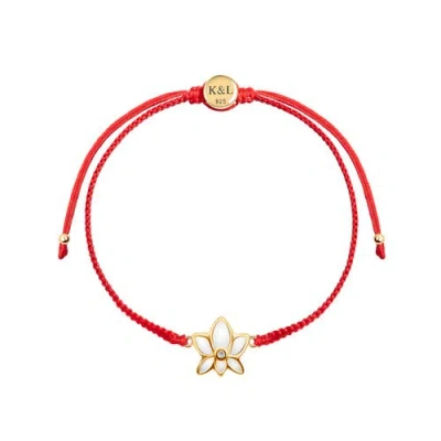 Karma And Luck Obstacle Crusher Red String Lotus Charm Bracelet