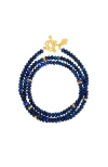 Karma And Luck Peaceful Heart Lapis Lazuli Wrap Bracelet In Blue/gold