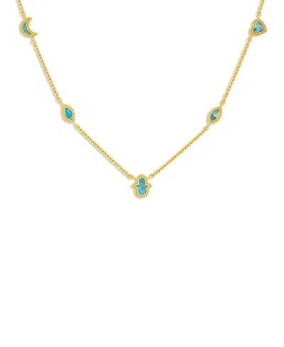 Karma And Luck Peaceful Intentions Turquoise Multi-symbol Gold Necklace