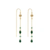Karma And Luck Peaceful Perspective Lotus Jade Drop Gold Earrings In Gold