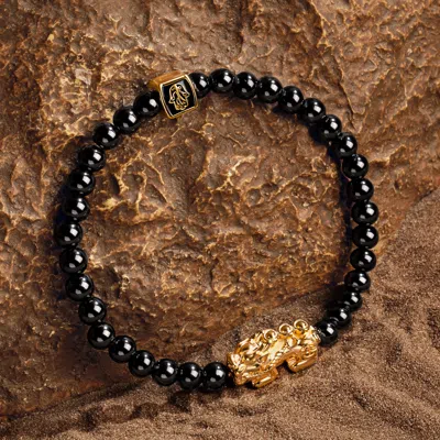 Karma And Luck Persistent Power - Stainless Steel Dragon Bracelet In Black