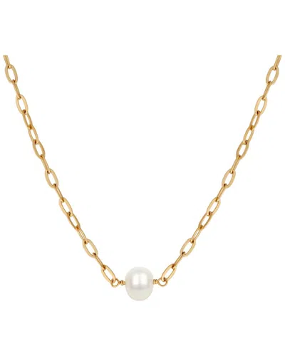 Karma And Luck Plated 8 Mm Pearl Beaded Necklace In Gold