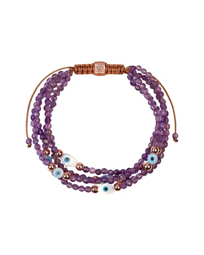 Karma And Luck Plated Amethyst Beaded Bracelet In Purple