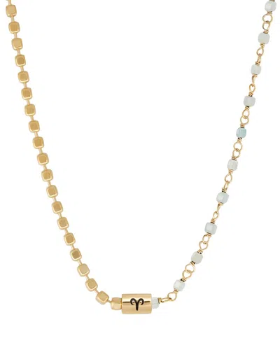 Karma And Luck Boldly Ambitious Aries Aquamarine Necklace In Gold