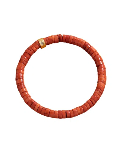 Karma And Luck Plated Coral Stretch Bracelet In Brown
