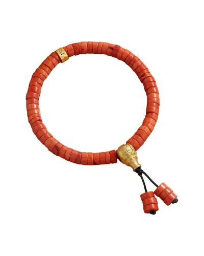 Karma And Luck Plated Coral Stretch Bracelet In Orange