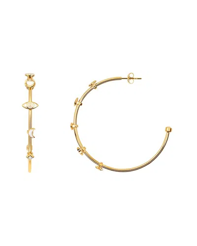 Karma And Luck Plated Cz Hoop Earrings In Gold