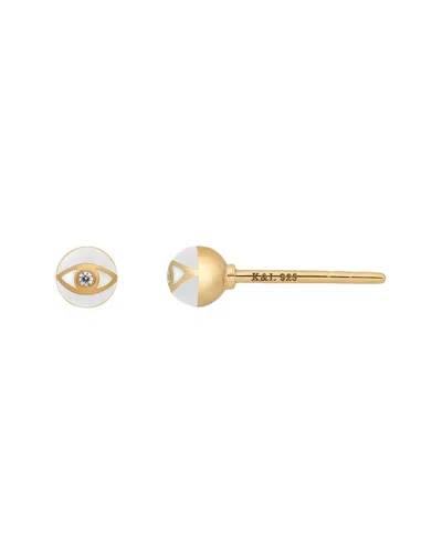Karma And Luck Plated Cz Stud Earrings In Gold