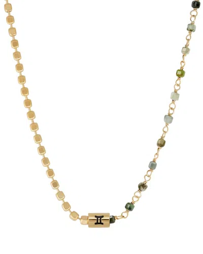 Karma And Luck Plated Emerald Agate Beaded Necklace In Multi