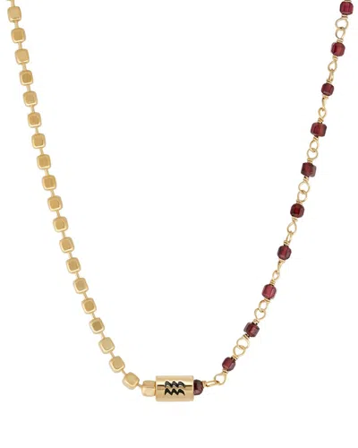 Karma And Luck Plated Garnet Beaded Necklace In Transparent