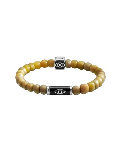 Karma And Luck Plated Jadeite Stretch Bracelet In Multi