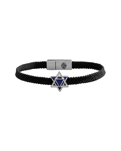 Karma And Luck Plated Lapis Magnetic Bracelet In Black