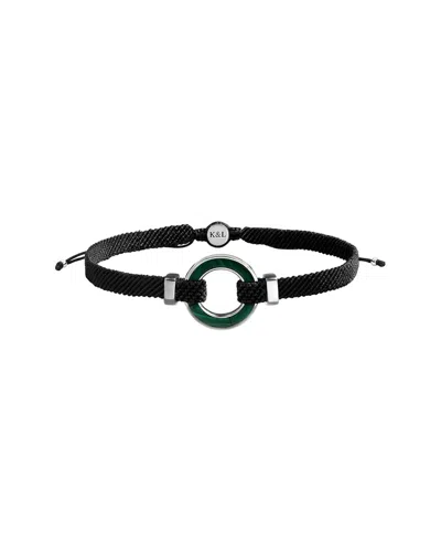 Karma And Luck Plated Malachite Bolo Bracelet In Black