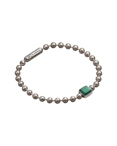 Karma And Luck Plated Malachite Magnetic Bracelet In Gray