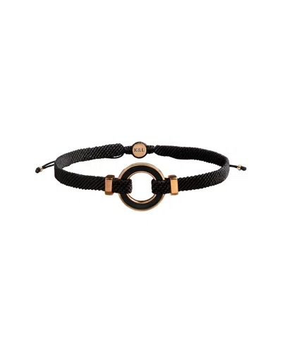 Karma And Luck Plated Onyx Bolo Bracelet In Black