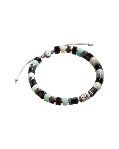 Karma And Luck Plated Onyx/ Labradorite/ Amazonite Bolo Bracelet In Multi