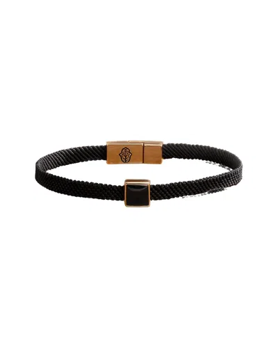 Karma And Luck Plated Onyx Magnetic Bracelet In Black