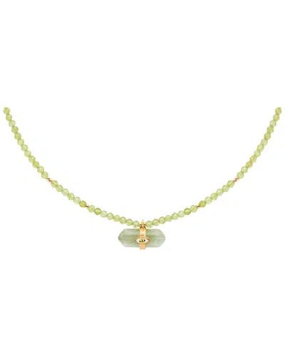 Karma And Luck Plated Peridot Beaded Necklace In Gold