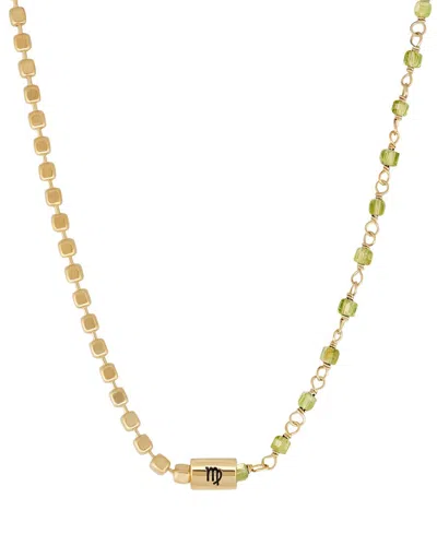 Karma And Luck Plated Peridot Beaded Necklace In Gold