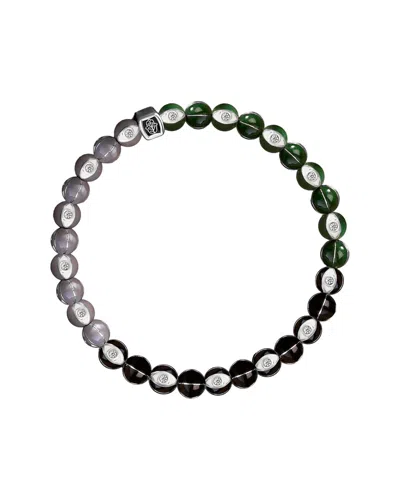 Karma And Luck Plated Stretch Bracelet In Black