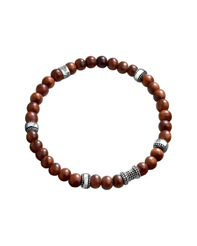 Karma And Luck Plated Stretch Bracelet In Brown