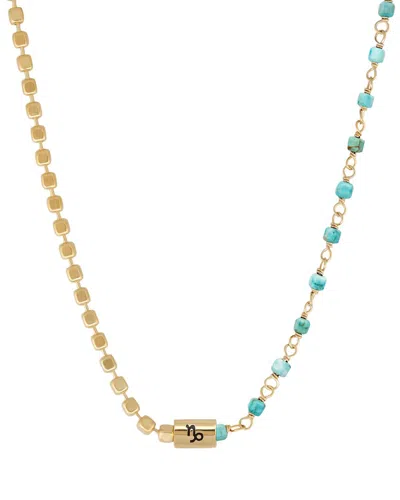Karma And Luck Candid Trailblazer Capricorn Turquoise Necklace In Gold