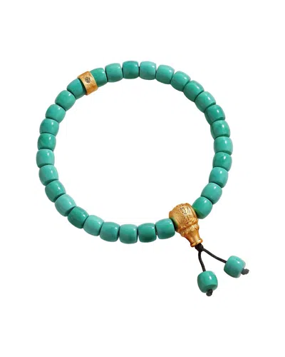 Karma And Luck Plated Turquoise Stretch Bracelet In Green