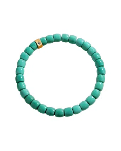 Karma And Luck Plated Turquoise Stretch Bracelet In Green