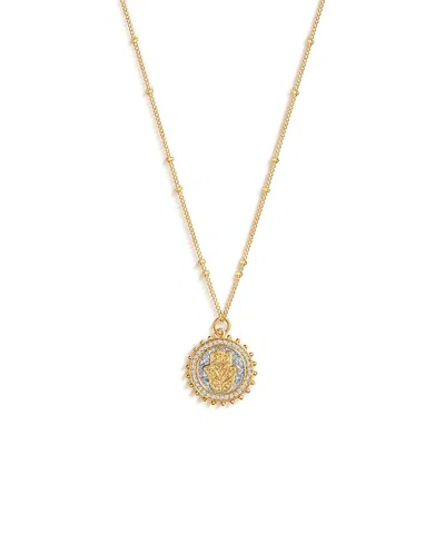Karma And Luck Precious Protection Gold Plated Hamsa Medallion Necklace