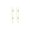 Karma And Luck Renewed Purpose Lotus Aquamarine Drop Gold Earrings In Gold