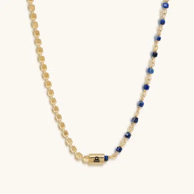 Karma And Luck Romantic Idealist Libra Lapis Necklace In Gold