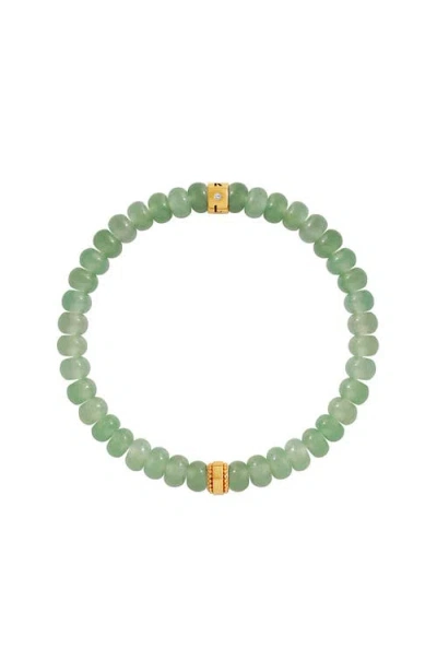 Karma And Luck Sacred Balance Jade Stretch Bracelet In Green