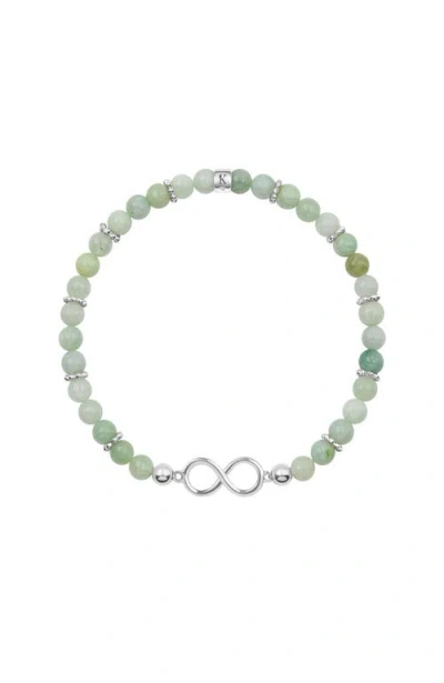 Karma And Luck Shaman Of Abundance Jade Stone Bracelet In Green/silver
