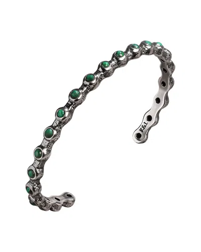 Karma And Luck Silver Malachite Cuff Bracelet In Metallic