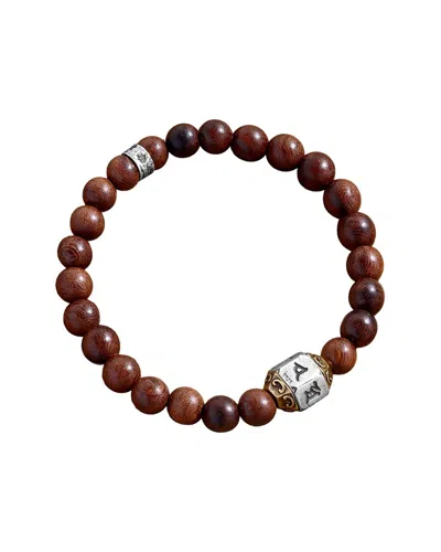 Karma And Luck Silver Stretch Bracelet In Brown