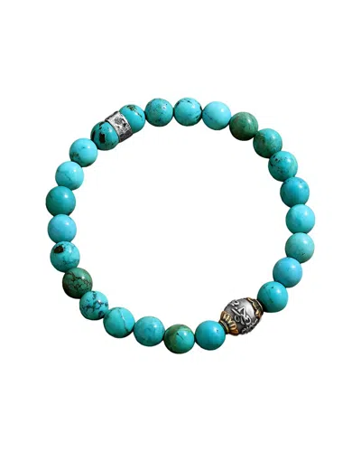 Karma And Luck Silver Turquoise Stretch Bracelet In Blue
