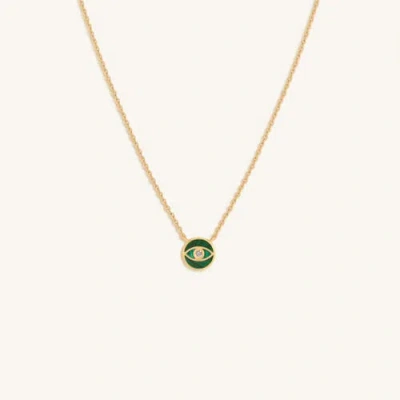 Karma And Luck Soul's Renewal Malachite Evil Eye Necklace In Gold