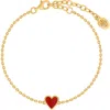 Karma And Luck Soulful Passion Carnelian Heart Bracelet In Gold/red
