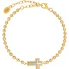Karma And Luck Sparkling Soul Mother Of Pearl Cross Bracelet