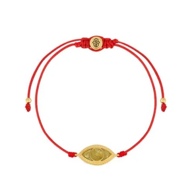 Karma And Luck Spirit's Innovation Evil Eye Peridot Red String Bracelet In Multi