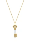 Karma And Luck Spiritual Awakening Rainbow Moonstone Key & Lotus Gold Necklace In Multi