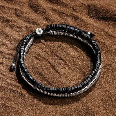 Karma And Luck Spiritual Grounding - Onyx Heishi Bracelet In Black