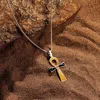 Karma And Luck Spiritual Life - Tiger's Eye Onyx Ankh Necklace In Metallic