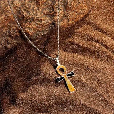 Karma And Luck Spiritual Life - Tiger's Eye Onyx Ankh Necklace In Gold