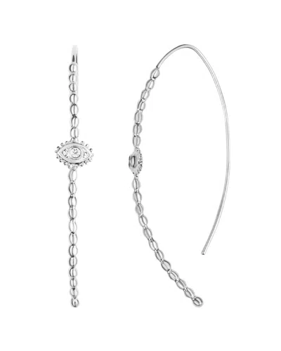 Karma And Luck Sterling Silver Cz Hoop Earrings In Metallic
