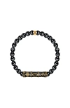 Karma And Luck Thought Stabilizer Triple Protection Bracelet In Dark Grey/gold/black