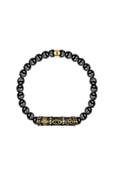 Karma And Luck Thought Stabilizer Triple Protection Bracelet In Dark Grey/gold/black