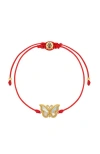 Karma And Luck Transcendent Guide Mother Of Pearl Butterfly Red String Bracelet In Multi