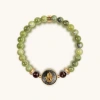 Karma And Luck Transportive Energy Jade Stone Hamsa Bracelet In Green/burgundy