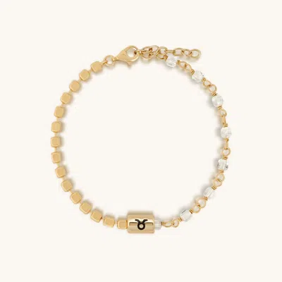 Karma And Luck Trustworthy Ambition Taurus Clear Quartz Bracelet In Gold